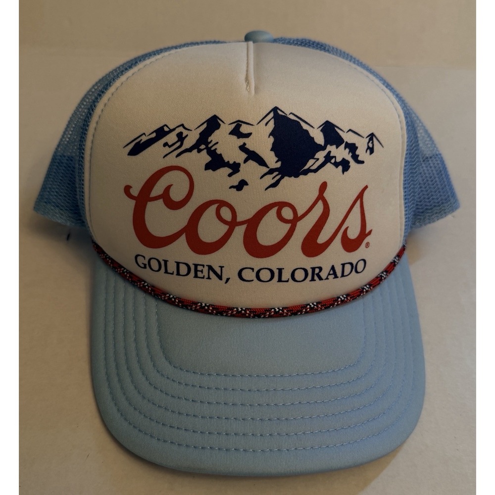 Mad Engine Coors Foam Light Blue Mesh Trucker Snapback Rope Hat Cap Mint